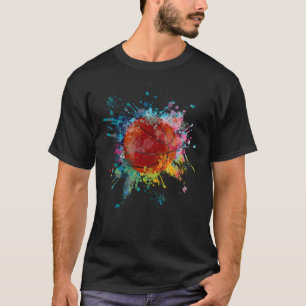 Water Colour Explosion Splash Design Basketball T-Shirt