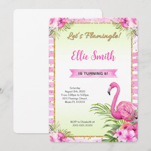 Water Colour Flamingo Birthday Invitation