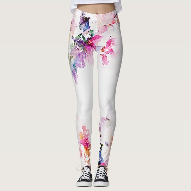Water Colour Floral Leggings (Front)