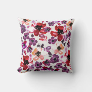 water colour flower throw pillow
