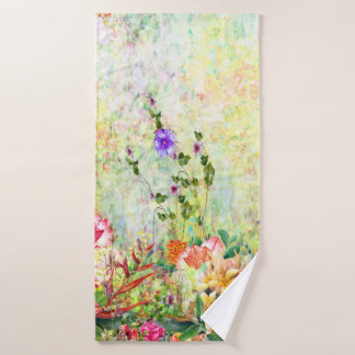 Water Colour Flowers Pattern Bath Towel