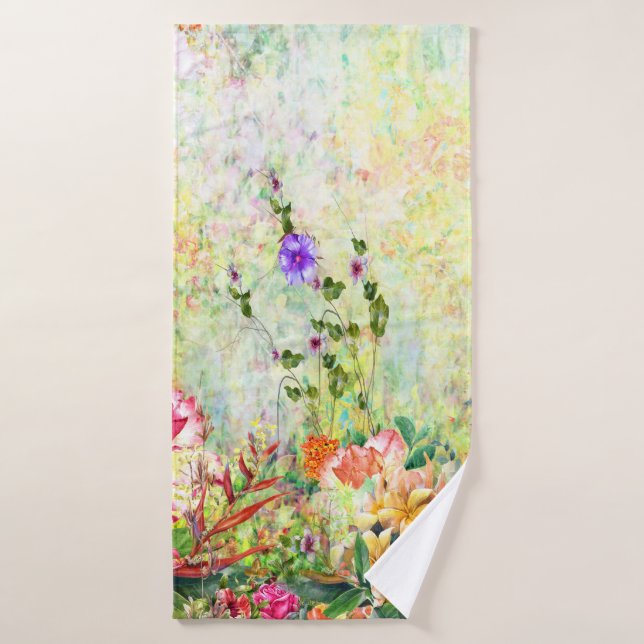 Water Colour Flowers Pattern  Bath Towel (Bath Towel)