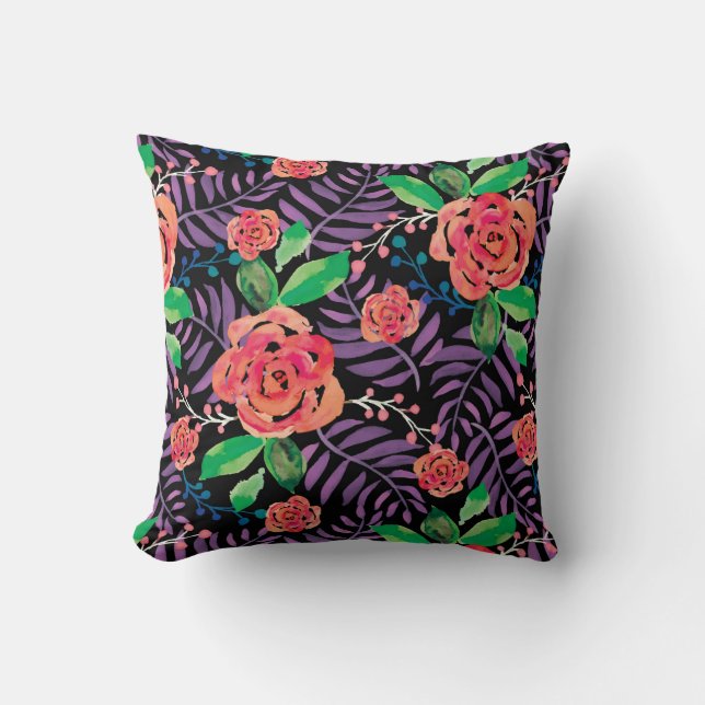 Water colour forest throw pillow (Front)