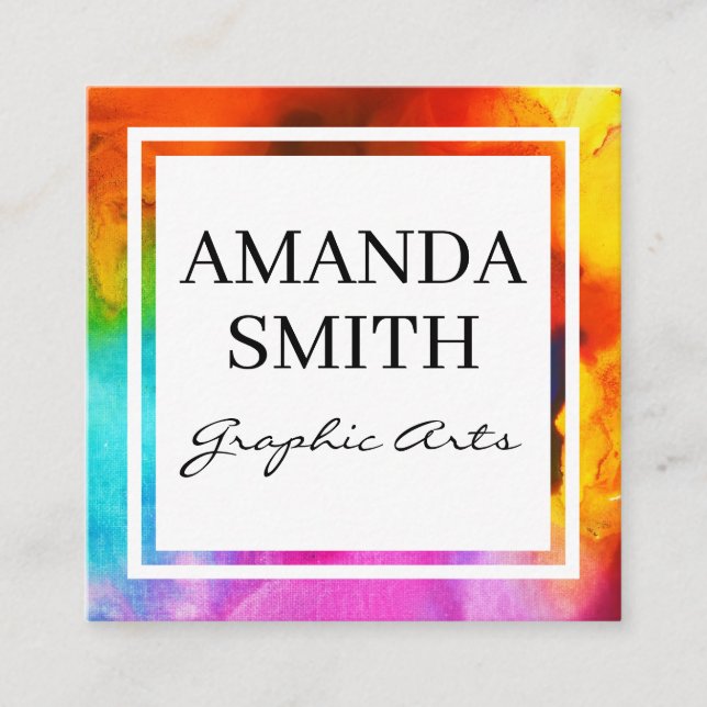 Water Colour | Graphic Artist Square Business Card (Front)