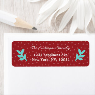 water colour green leaves xmas red return address