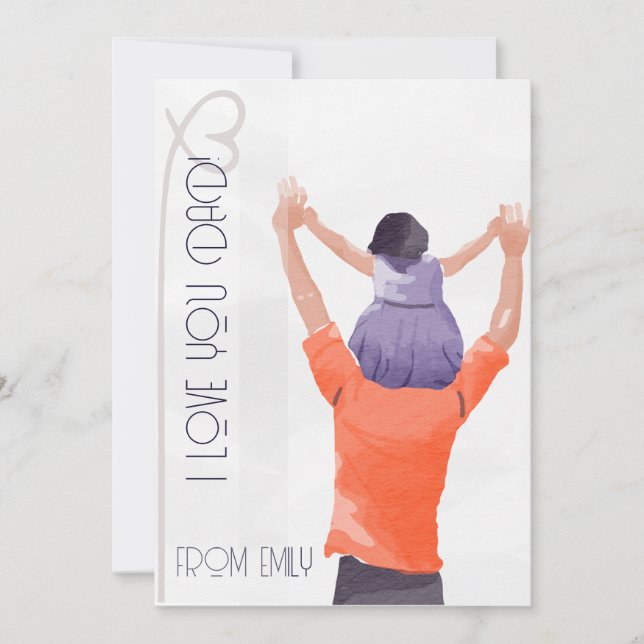 Water colour Illustration Dad and daughter Holiday Card (Front)