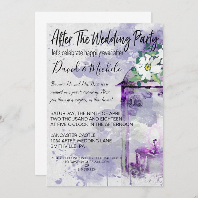 Water Colour Lantern  After the Wedding Party Invitation (Front/Back)