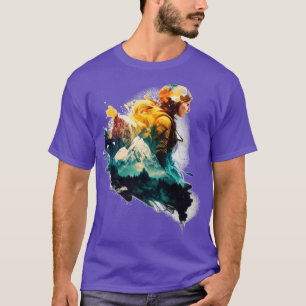 Water Colour Mountain Climbing Rock Climbing T-Shirt