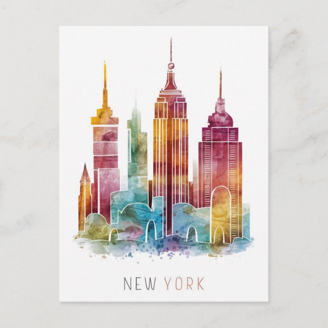 water colour new york postcard (Front)