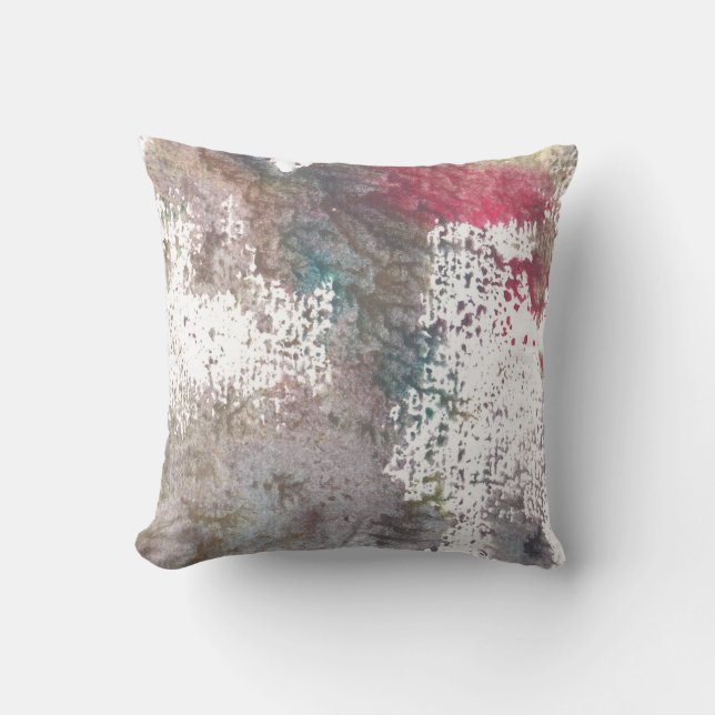 water colour painted abstract throw pillow (Front)