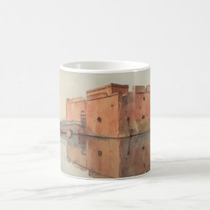 Water colour painting style image of Paphos Castle Coffee Mug