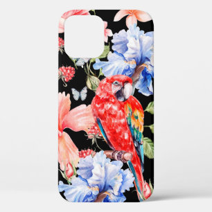 Water colour pattern with flowers roses, iris, hib iPhone 12 case