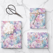 Water colour pattern Wrapping Paper Flat Sheet 