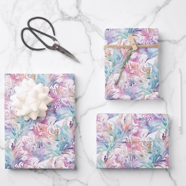 Water colour pattern Wrapping Paper Flat Sheet  (Front)
