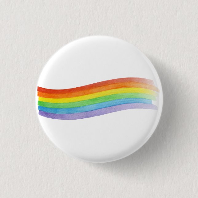 Water Colour Pride Rainbow 1 Inch Round Button (Front)