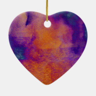 Water colour red yellow blue purple graphic art ceramic ornament