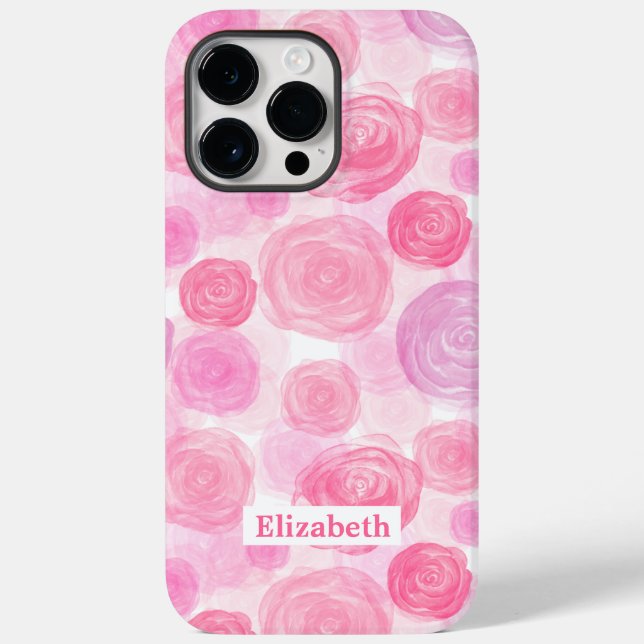  Water Colour Roses Pattern With Your Name  Case-Mate iPhone Case (Back)