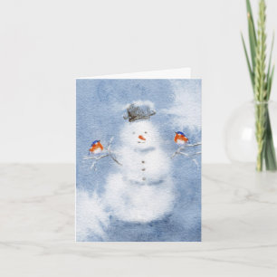 Water Colour Snowman Christmas Card