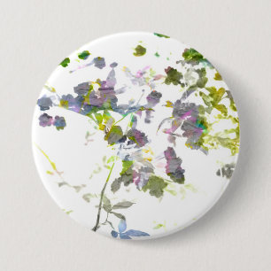 Water colour style romantic flower floral design 3 inch round button