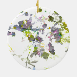 Water colour style romantic flower floral design ceramic ornament