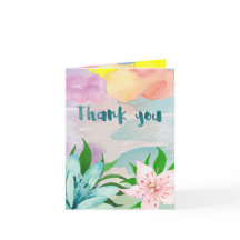 Water Colour Thank You Greeting Card