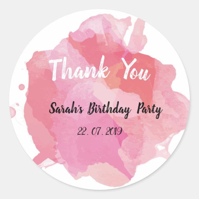 Water Colour Thank you note Classic Round Sticker (Front)