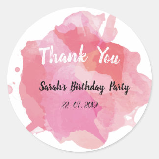 Water Colour Thank you note Classic Round Sticker