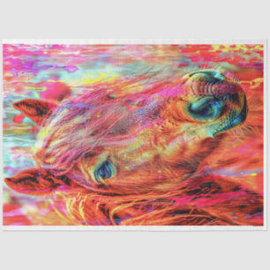 Water Colour Vibrant Painted Horse Decoupage Tissue Paper