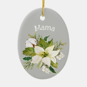 Water Colour White Florals Ceramic Ornament