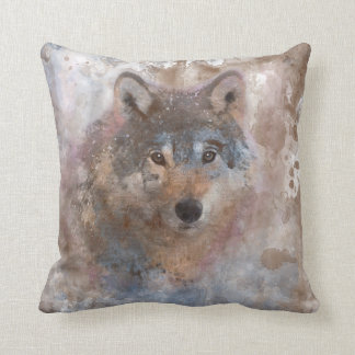 Water colour Wolfs Throw Pillow