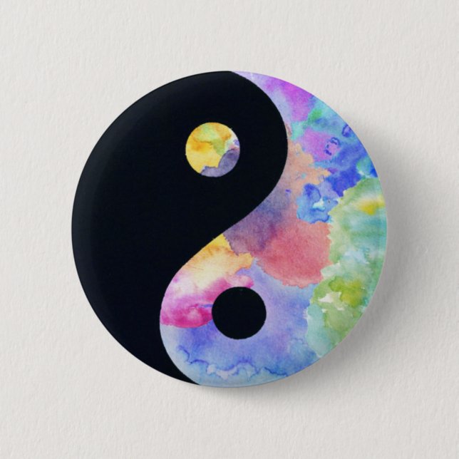 Water Colour Yin Yang Button (Front)