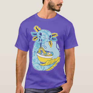 Water Coloured Axolotl Eating Ramen Noodles Anime T-Shirt