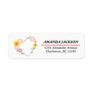 Water Colours Heart Shape Yellow Pink Gree Address