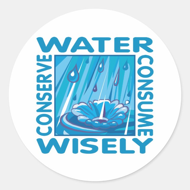 Water Conservation Classic Round Sticker (Front)