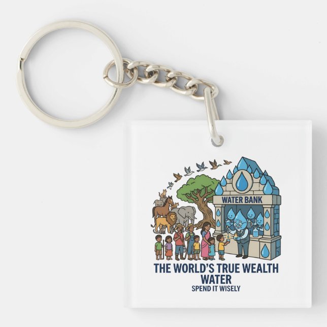Water Conservation The World's True Wealth Keychain (Front)