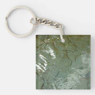 Water-Covered Rock Slab Nature Photo Keychain