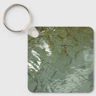 Water-Covered Rock Slab Nature Photo Keychain