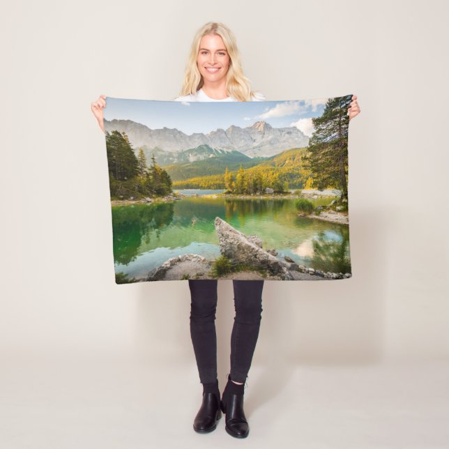 Water | Dachstein Mountains Lake Germany Fleece Blanket (In Situ)