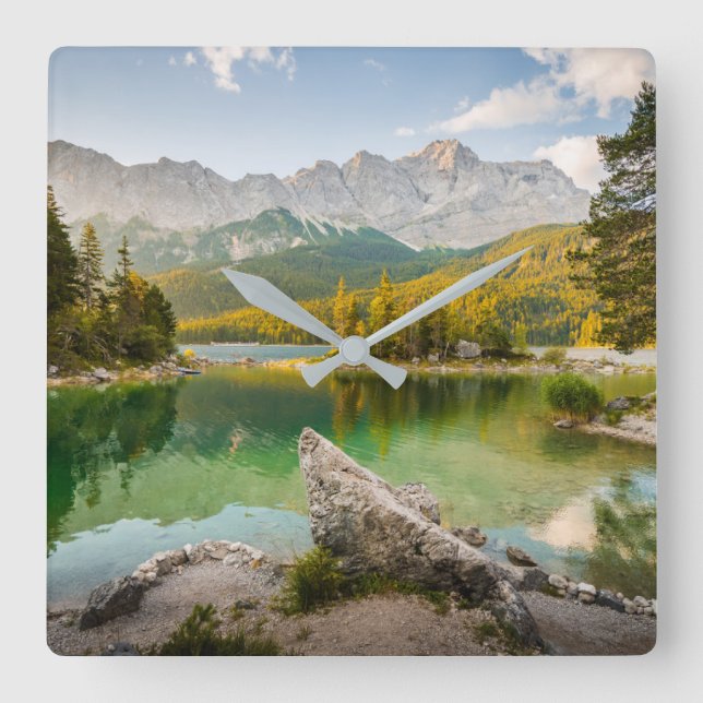 Water | Dachstein Mountains Lake Germany Square Wall Clock (Front)