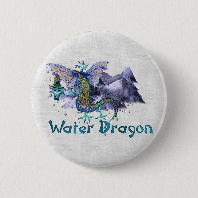 Water Dragon 2 Inch Round Button (Front)