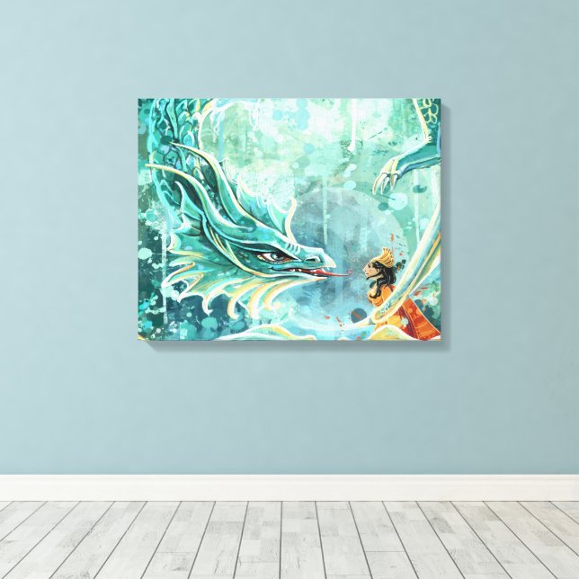 Water Dragon Art Canvas Print (Insitu(Wood Floor))
