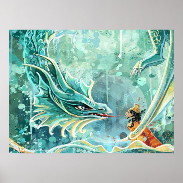 Water Dragon Art Poster (Front)