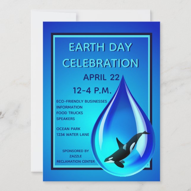 Water Drop and Orca Invitation (Front)