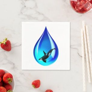 Water Drop and Orca Napkin