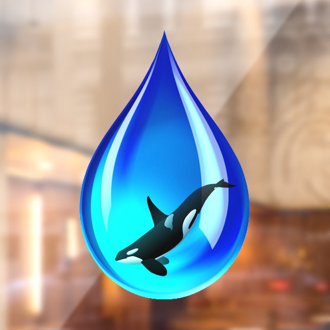 Water Drop and Orca Whale Window Cling (Sheet 2)