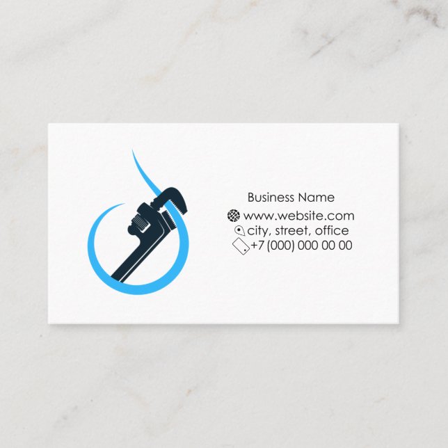 Water drop and water key, plumbing service business card (Front)