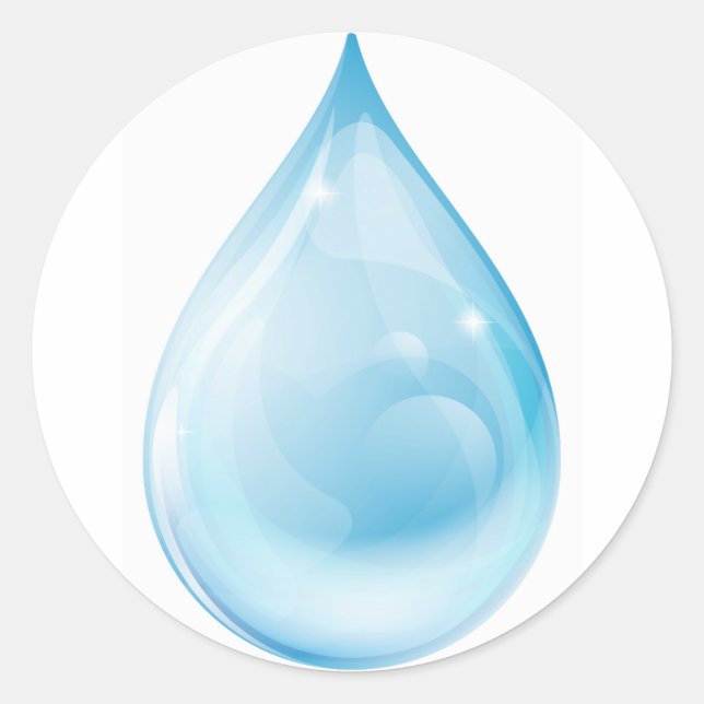Water drop classic round sticker (Front)