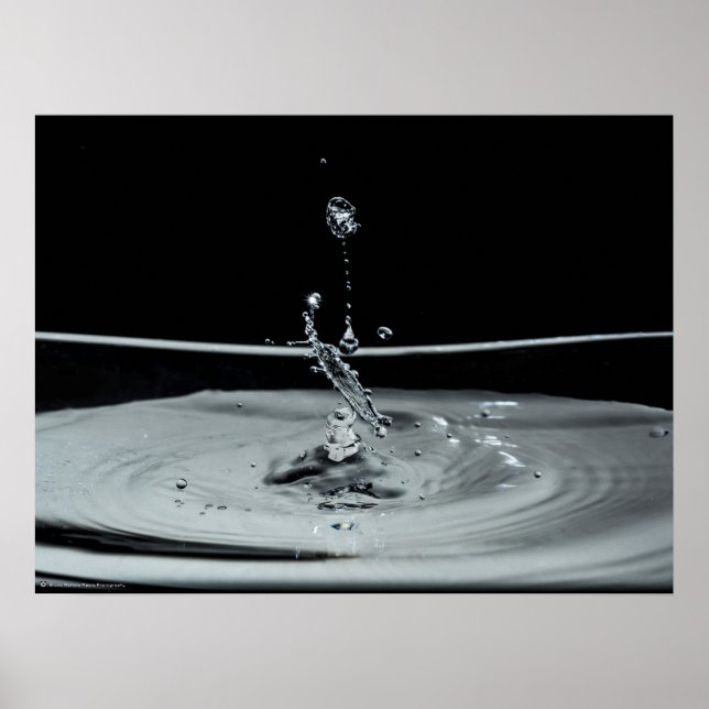 Water drop collision in black & white poster (Front)