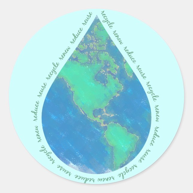 Water Drop Earth Stickers (Front)