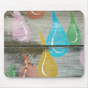 Water Drop Pattern On Wood Mouse Pad